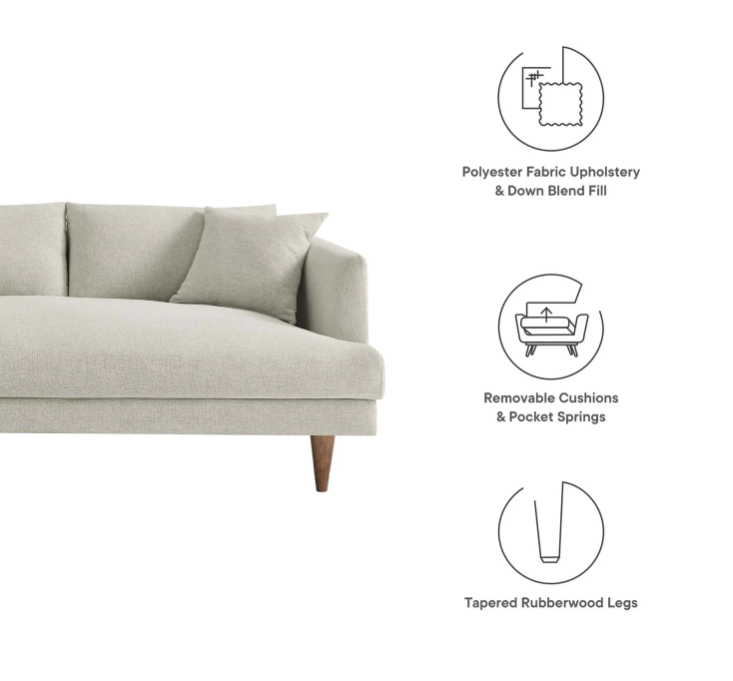 Zoya Left-Facing Down Filled Overstuffed Sectional Sofa