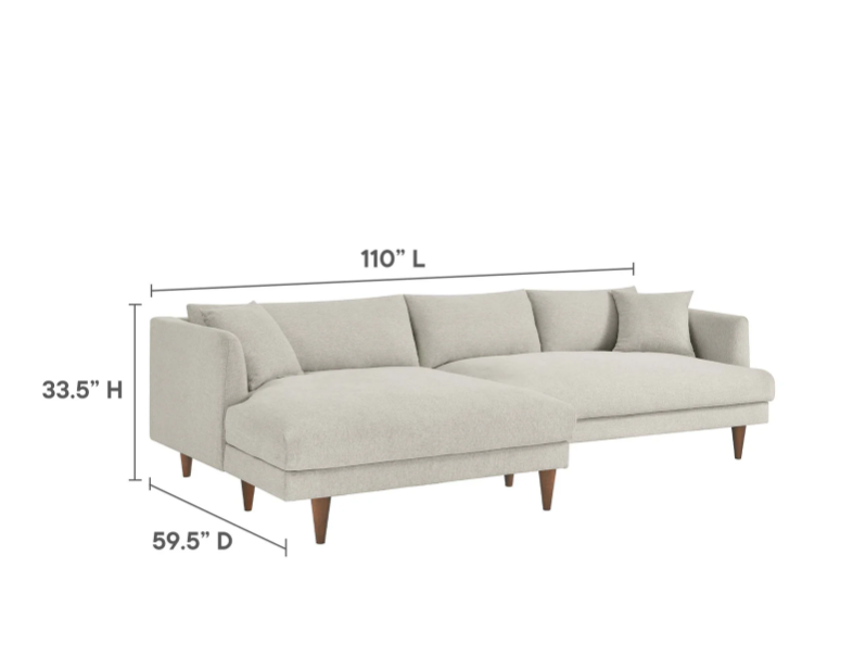 Zoya Left-Facing Down Filled Overstuffed Sectional Sofa